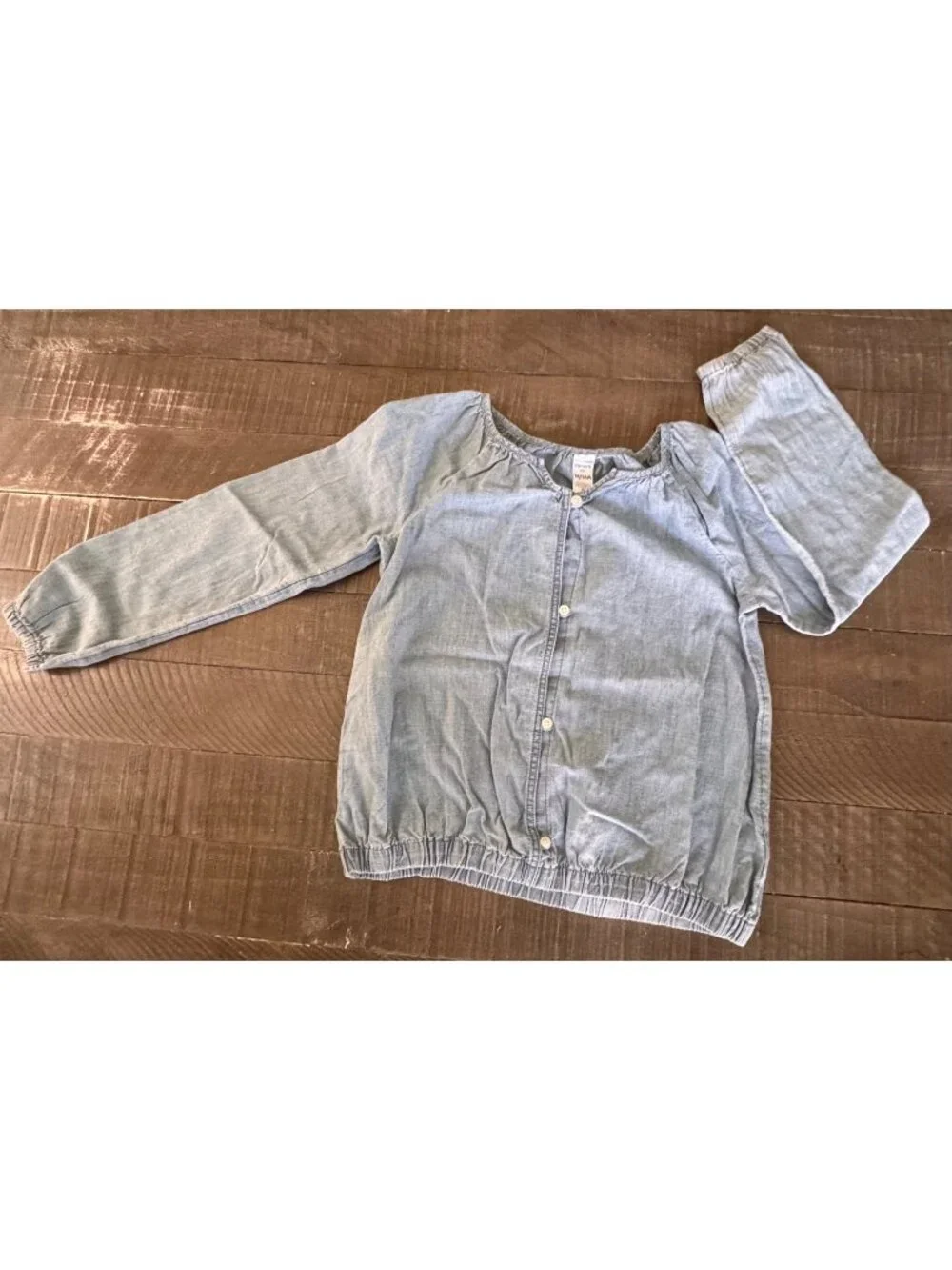 A08102602 Carters Girls Button Front Long Sleeve Denim Shirt